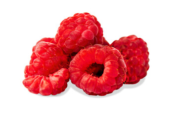 Ripe raspberries isolated on white background © Oleksandra