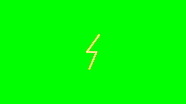 A simple yellow lightning bolt symbol on a bright green background, representing energy and power.