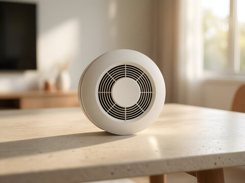 Generic round smoke alarm with a clean vent pattern and no lettering