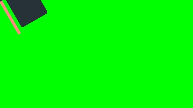 Minimalist graphic design featuring a stylized peach shape on green screen