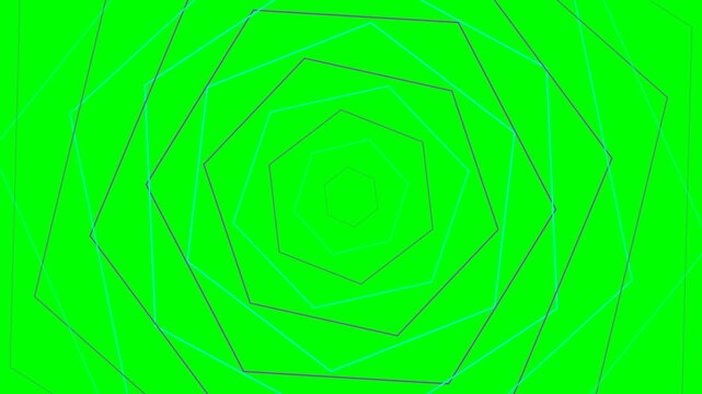 Concentric heptagonal outlines creating a geometric pattern on green background