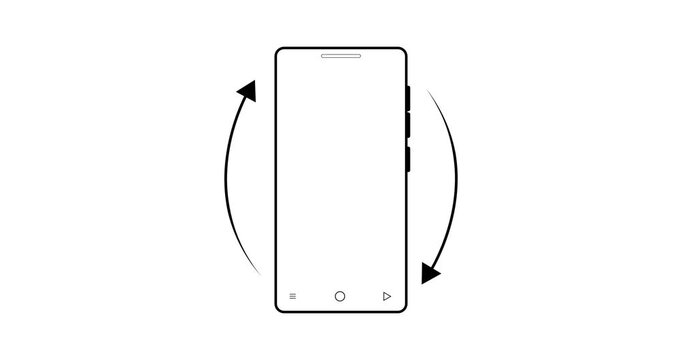 Rotate your phone, rotate your device from vertical to horizontal. Outline Icon animation on a transparent background motion graphic smartphone screen for a full display