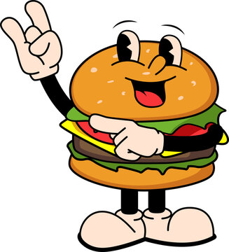 Fast Food Burger Character Illustration