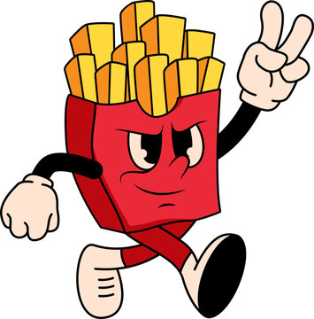 Red and Yellow French Fries Character Illustrations