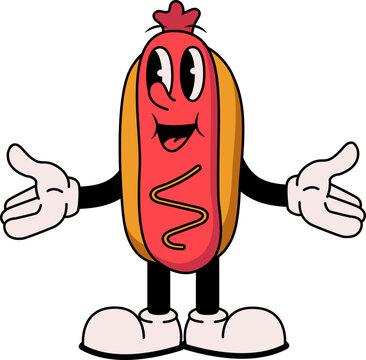 Illustration of a Sausage Fast Food Character