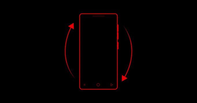 Rotate your phone, rotate your device from vertical to horizontal. Outline Icon animation on a transparent background motion graphic smartphone screen for a full display