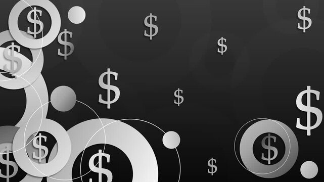 Abstract background with shape circles and dollar signs showing money finance and business growth concept animation