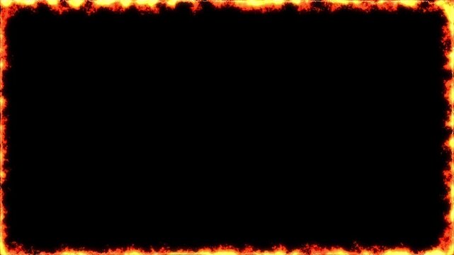 Fiery Rectangle Border Reveal Animation On Black Background Screen Blending Mode Overlay