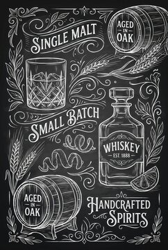 Single malt whiskey chalkboard poster