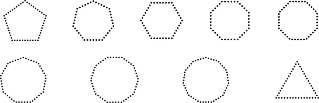Geometric Polygon Shapes Black Lines on White Background Vector
