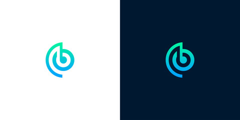 Minimalist circular letter B logo icon with cyan gradient for tech branding and business identity design © anello