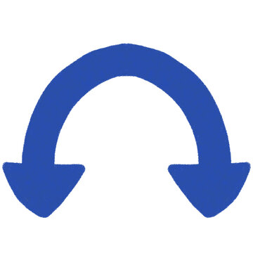 Hand Drawn Blue Crayon U Turn Arrow Symbol Direction Element