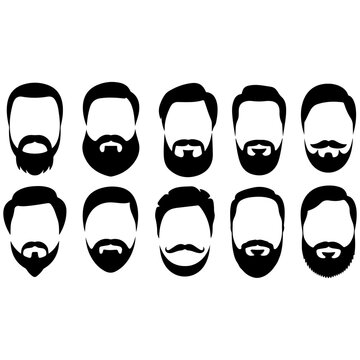 Men Beard and Mustache Style Black Icon Collection