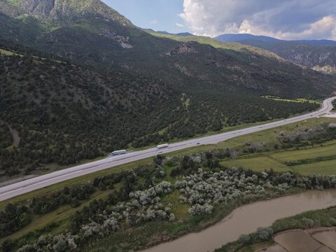 Aerial View of Tosya Town Surrounded by the Mountains of Kastamonu, T&uuml;rkiye
