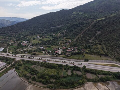 Aerial View of Tosya Town Surrounded by the Mountains of Kastamonu, T&uuml;rkiye