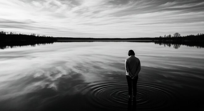Person standing waterscape