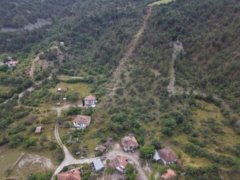 Aerial View of Tosya Town Surrounded by the Mountains of Kastamonu, T&uuml;rkiye
