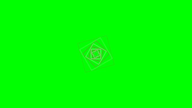 Abstract geometric pattern with white nested squares on a green background