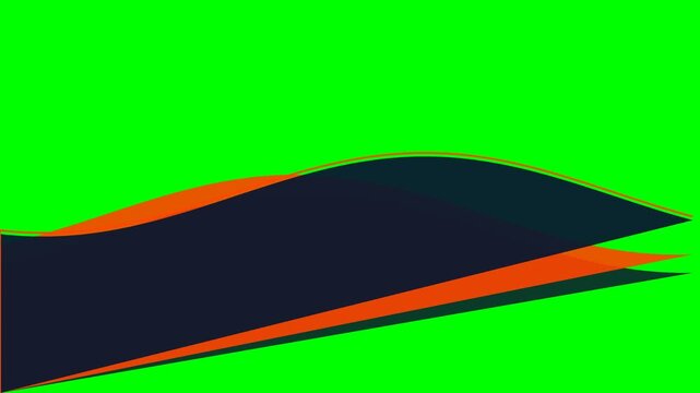 Abstract dark blue wave shape with a bright orange border on green background