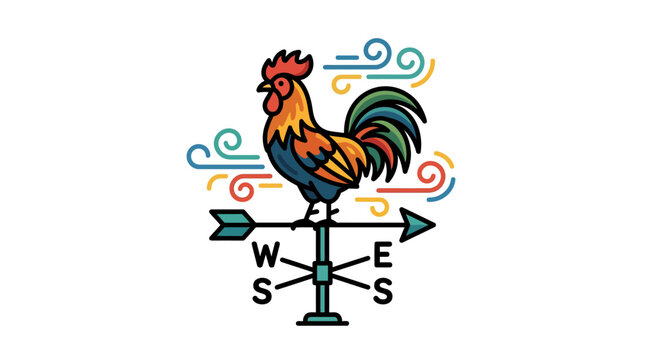 Colorful Rooster Weather Vane Decoration.