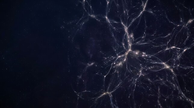 Glowing cosmic web filaments and galaxy clusters in deep space