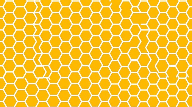 Yellow hexagonal honeycomb pattern on white background