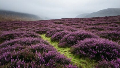 Obraz premium Heather Flowers In Scottish Highlands