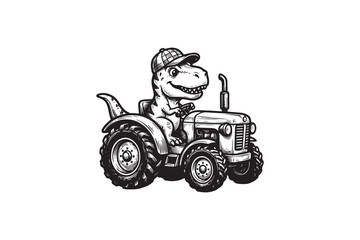 trex driving tractor  Vector © somaiya
