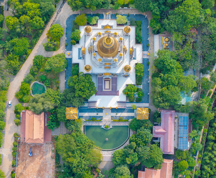 May 8, 2025: Buu Long Pagoda surrounded by lush greenery in Thu Duc City, Ho Chi Minh City, Vietnam.