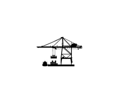 Industrial Port Crane with Shipping Containers
