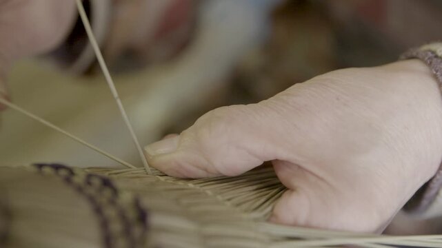 Close-Up of Traditional Bon Odori Hat Weaving in Ugo Town Akita Prefec