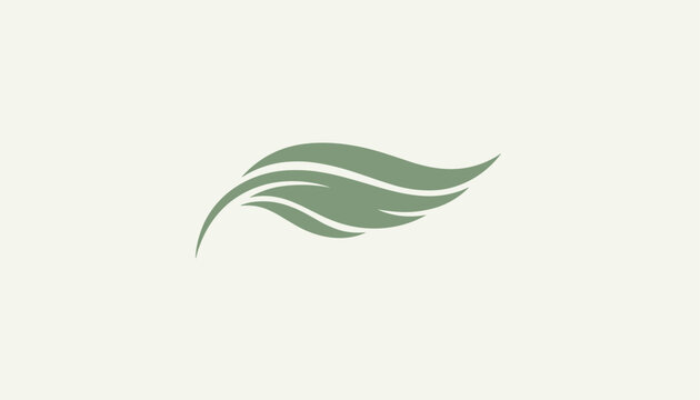Elegant minimalist logo design of a single sage green leaf on a light background, representing nature, organic wellness, and peace.