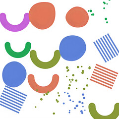 Naklejka premium Abstract geometric shapes pattern with colorful circles and lines in a playful modern style