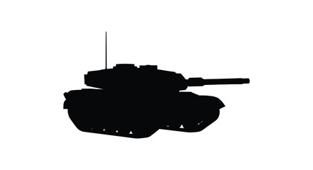 Fototapeta premium Tank Silhouette Against White Background Modern Armored Vehicle Outline