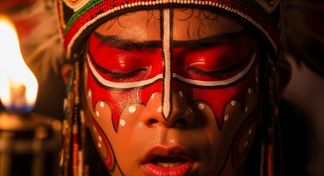 Person with tribal face paint