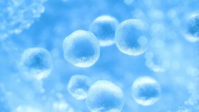 Abstract Bokeh Rainbow Colors Deep Bokeh Texture Microscopic Blue Cells Floating in Fluid Representing Biological Research And Advanced Medical Science Laboratory Study