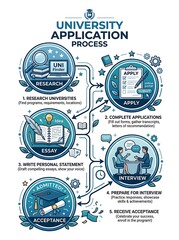 Obraz premium University application process steps infographic design