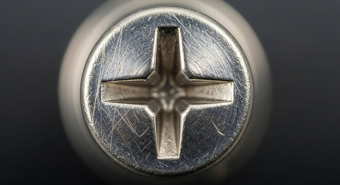 Close-up Macro of Phillips Head Screw Top