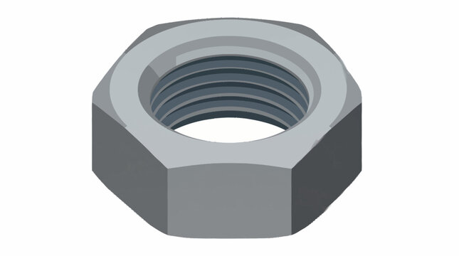 Hexagonal steel nut isolated on white background.