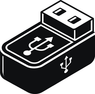 usb adapter  name vector icon  single isolated obj