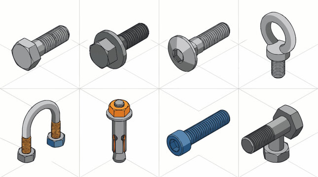 Assorted Industrial Fasteners and Hardware Components.