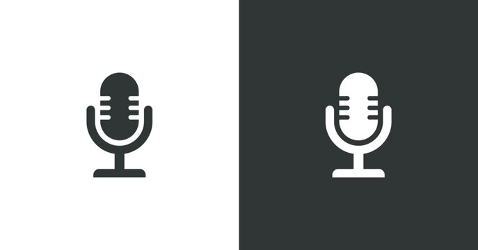 Microphone Silhouette In Two Tone Style Against Contrasting Fields vocal