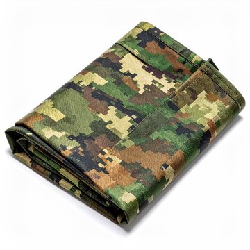 Folded tactical fabric with pixelated camouflage pattern
