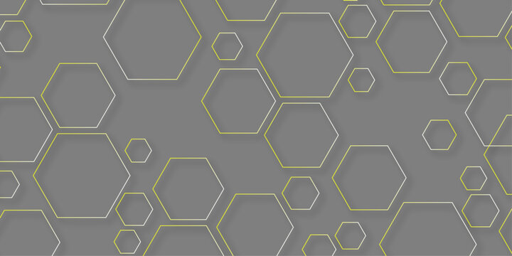 Abstract hexagonal futuristic geometric backdrop White background and embossed hexagon. Surface polygon pattern with glowing hexagon paper texture and futuristic business. Graphic concept.