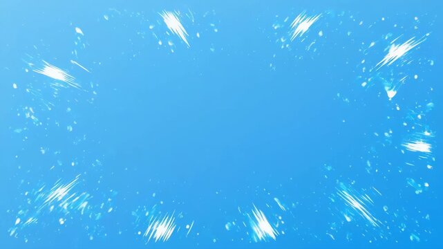 White paint splashes and brush strokes motion graphics with blue background and copy space