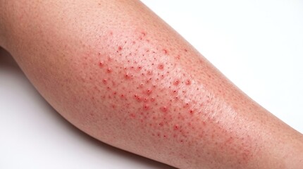 Fototapeta premium Folliculitis Red Bumps and Pustules Rash on Shaved Leg
