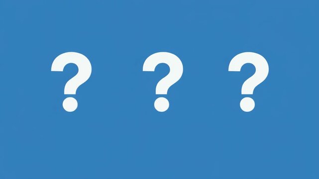 Question mark graphic animation with blue background and cinematic motion for concept development