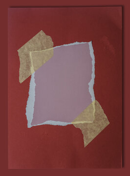 Torn Paper Note Mockup with Masking Tape on Red Background