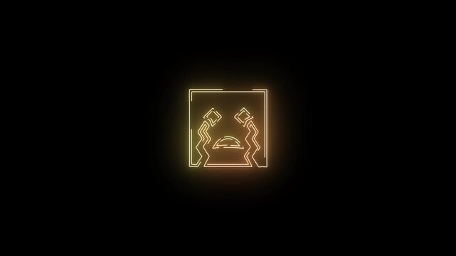 Cry Emoticon Neon Outline with Transparent Background