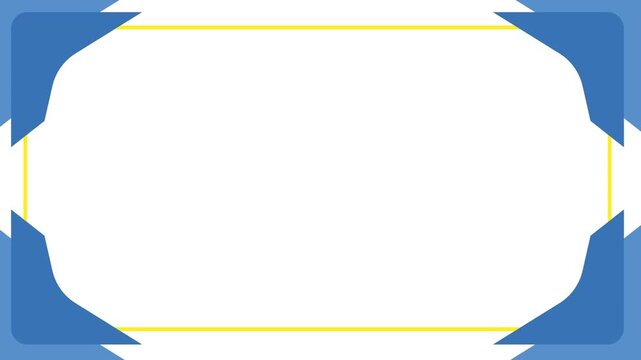 Presentation3 template with blue decorative corner frames and yellow border lines